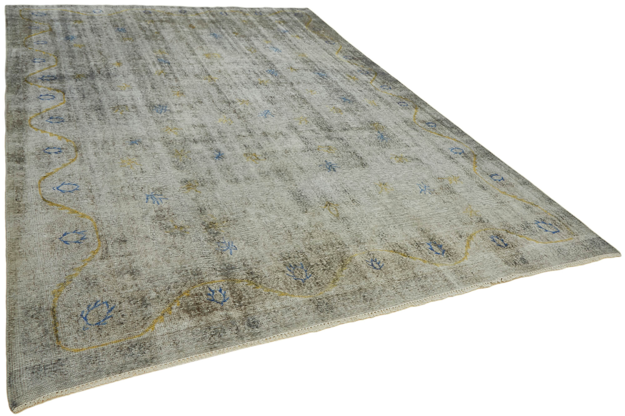 Handmade oriental 1980s 268 cm x 365 cm grey wool carpet