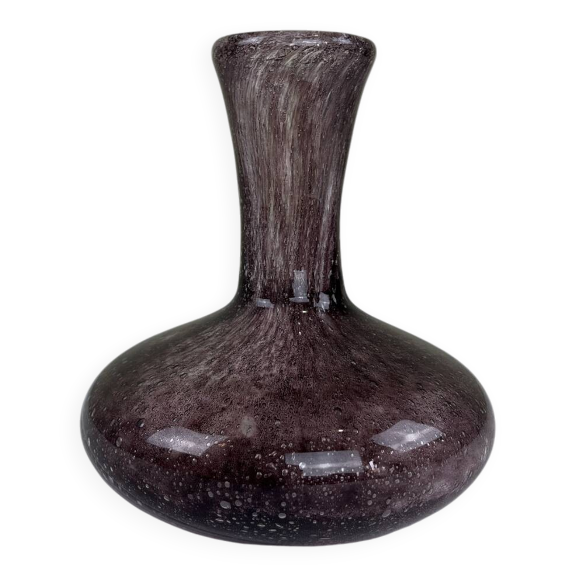 Vintage bubble glass soliflore vase in mauve/lilac.