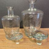 Two carafes in cut glass with vegetal decoration, vintage design