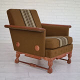 Ensemble de fauteuils bois de chêne laine état d’origine années 1970