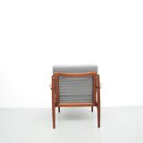 Chaise longue en teck danois grise par Glostrup, années 1950.