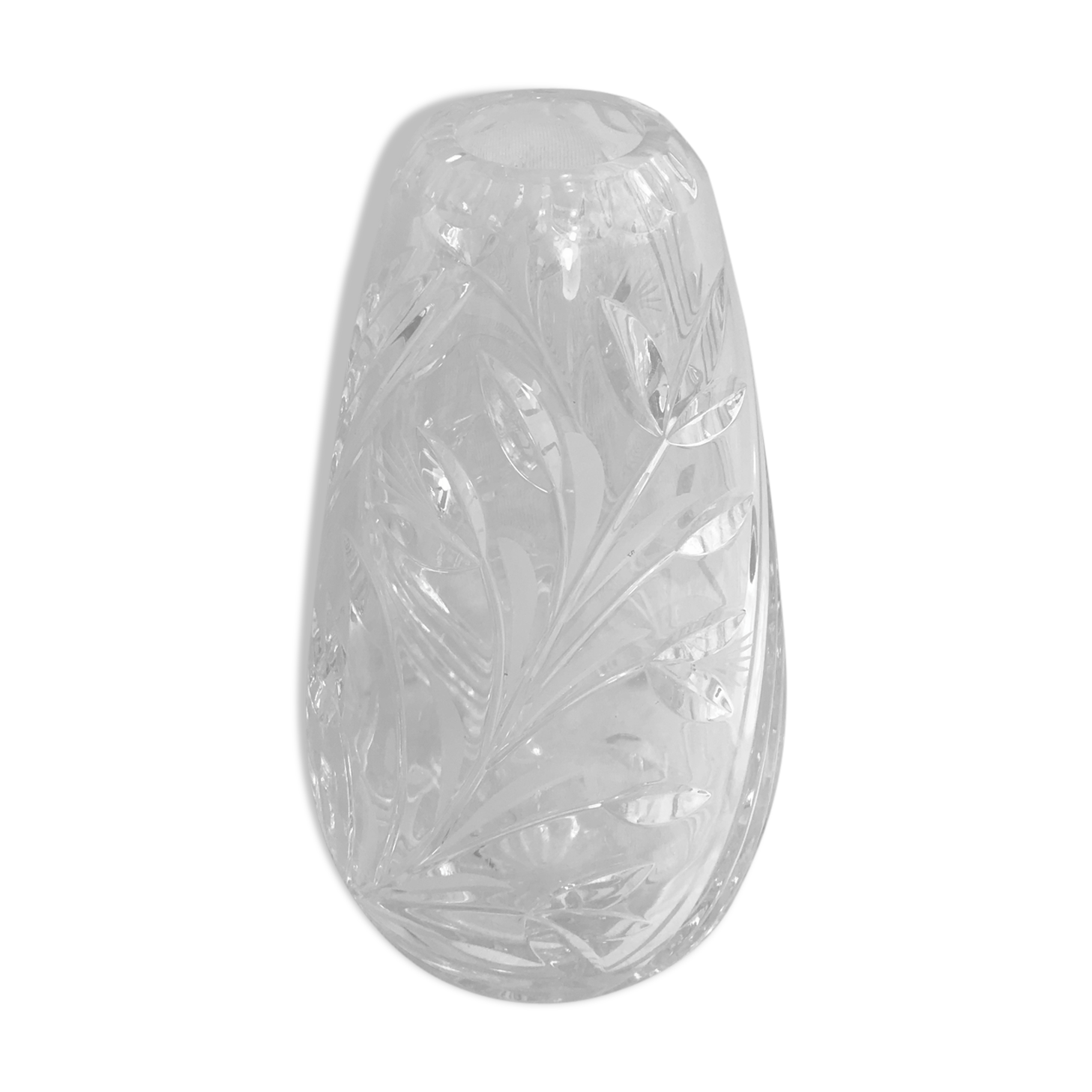 Antique crystal vase cut & polished flower design made in France
