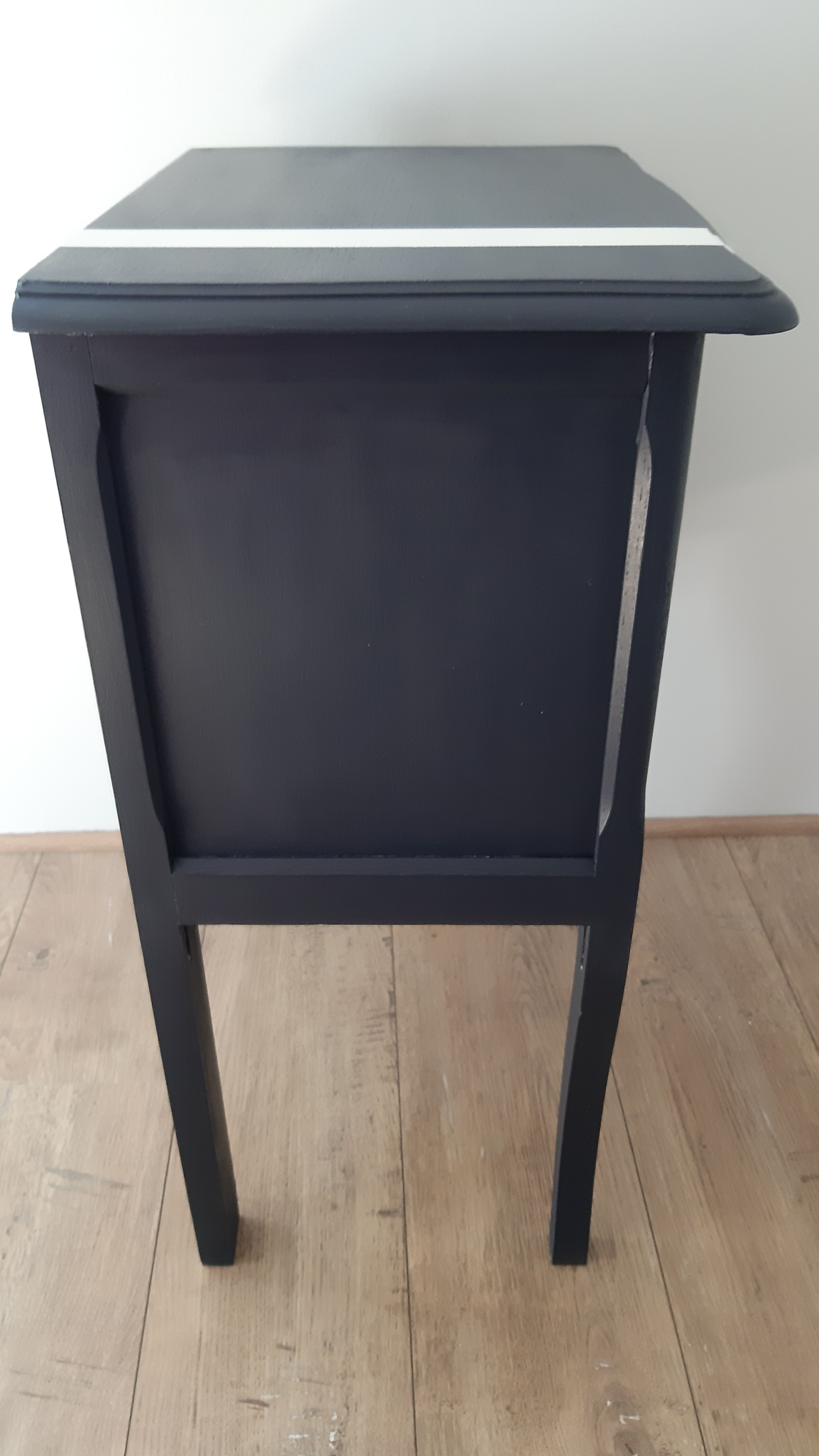 Navy blue and white bedside