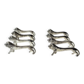 Series of antique knife rests in the shape of a lion, silver-plated metal.