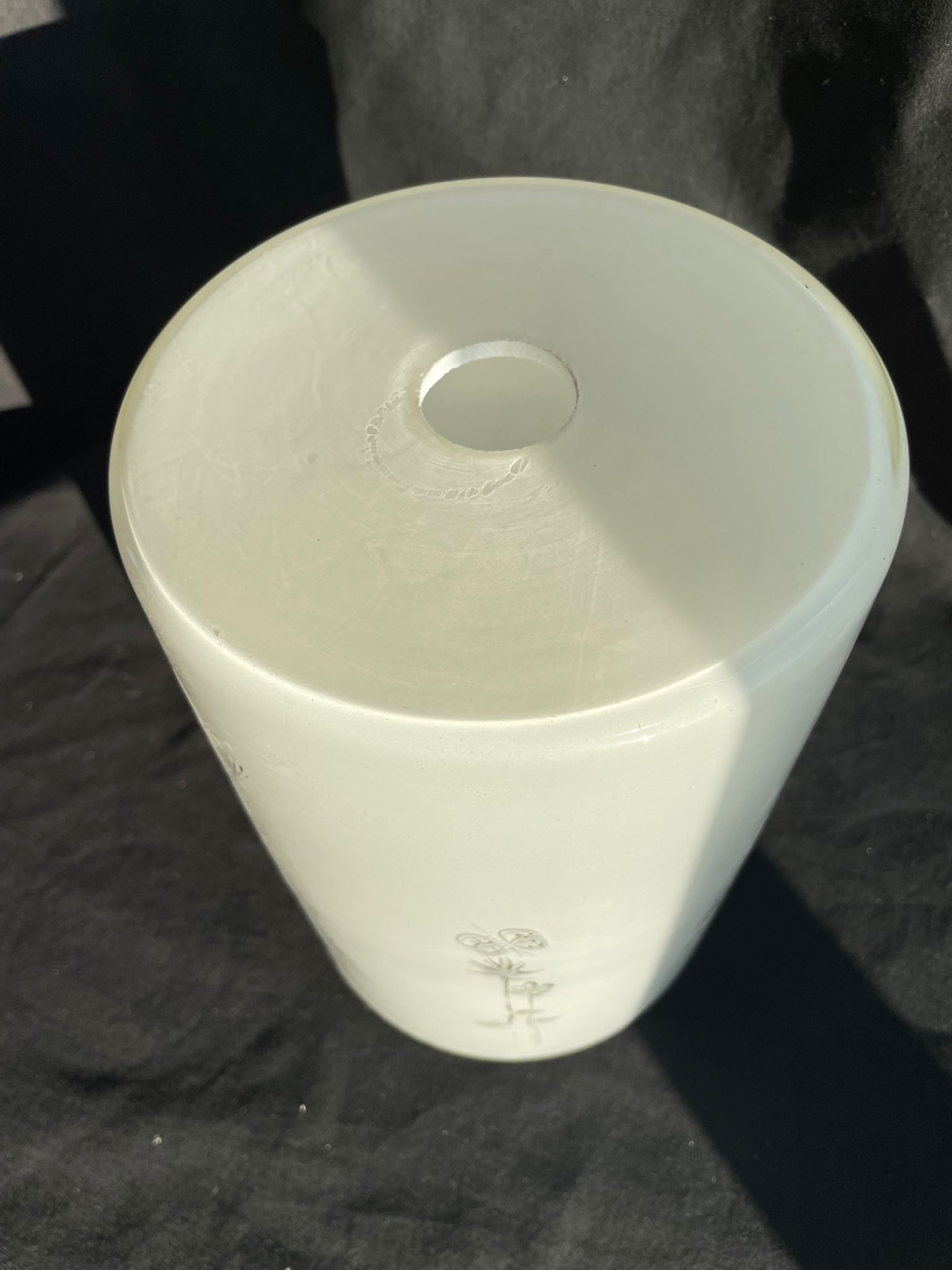Vintage lamp, white glass, hand painted