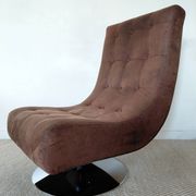 Fauteuil vintage pivotant en suède marron-esprit design années 60/70s