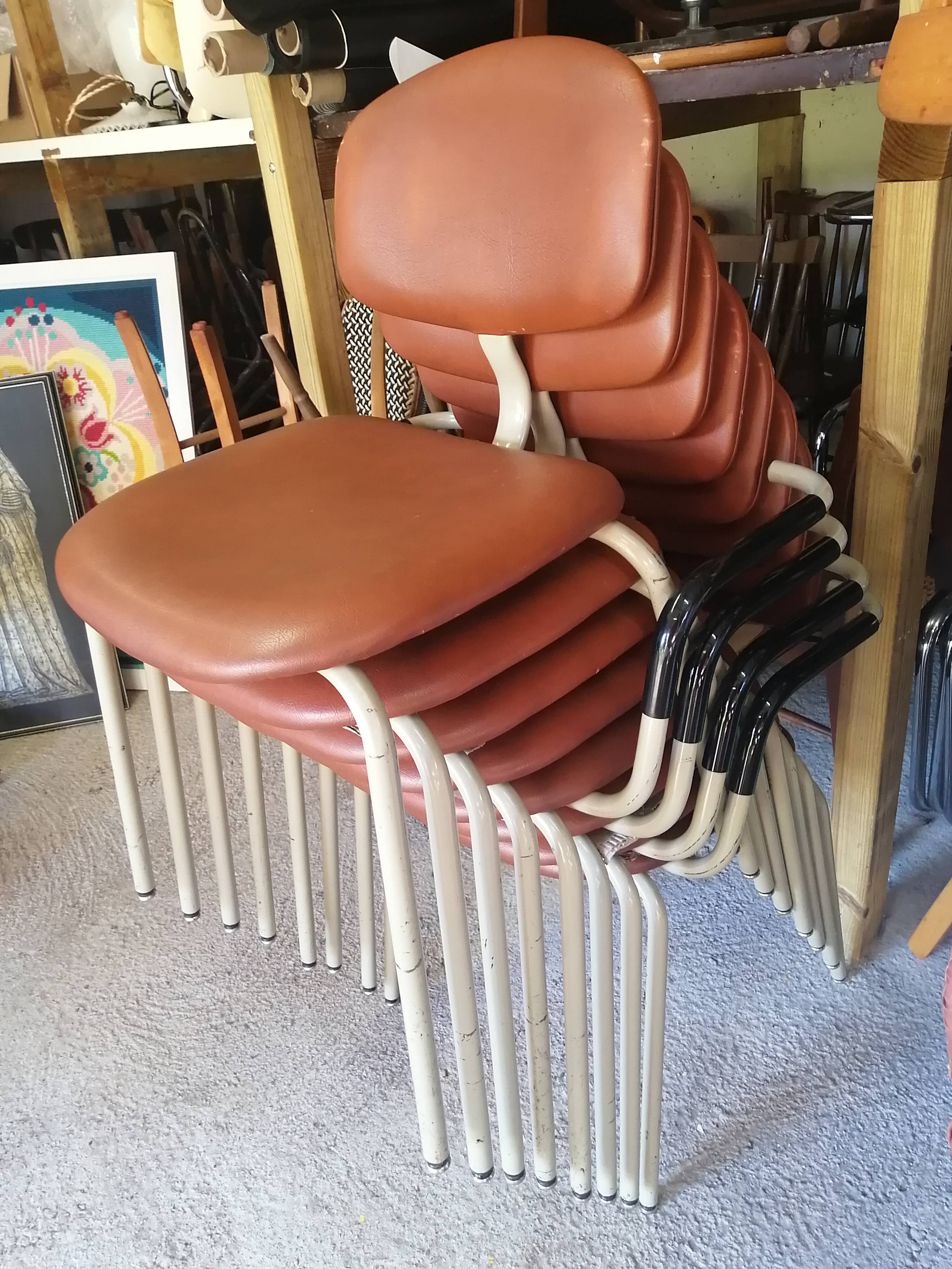 Set of 8 armchairs and chairs 420-44 Strafor-Steelcase