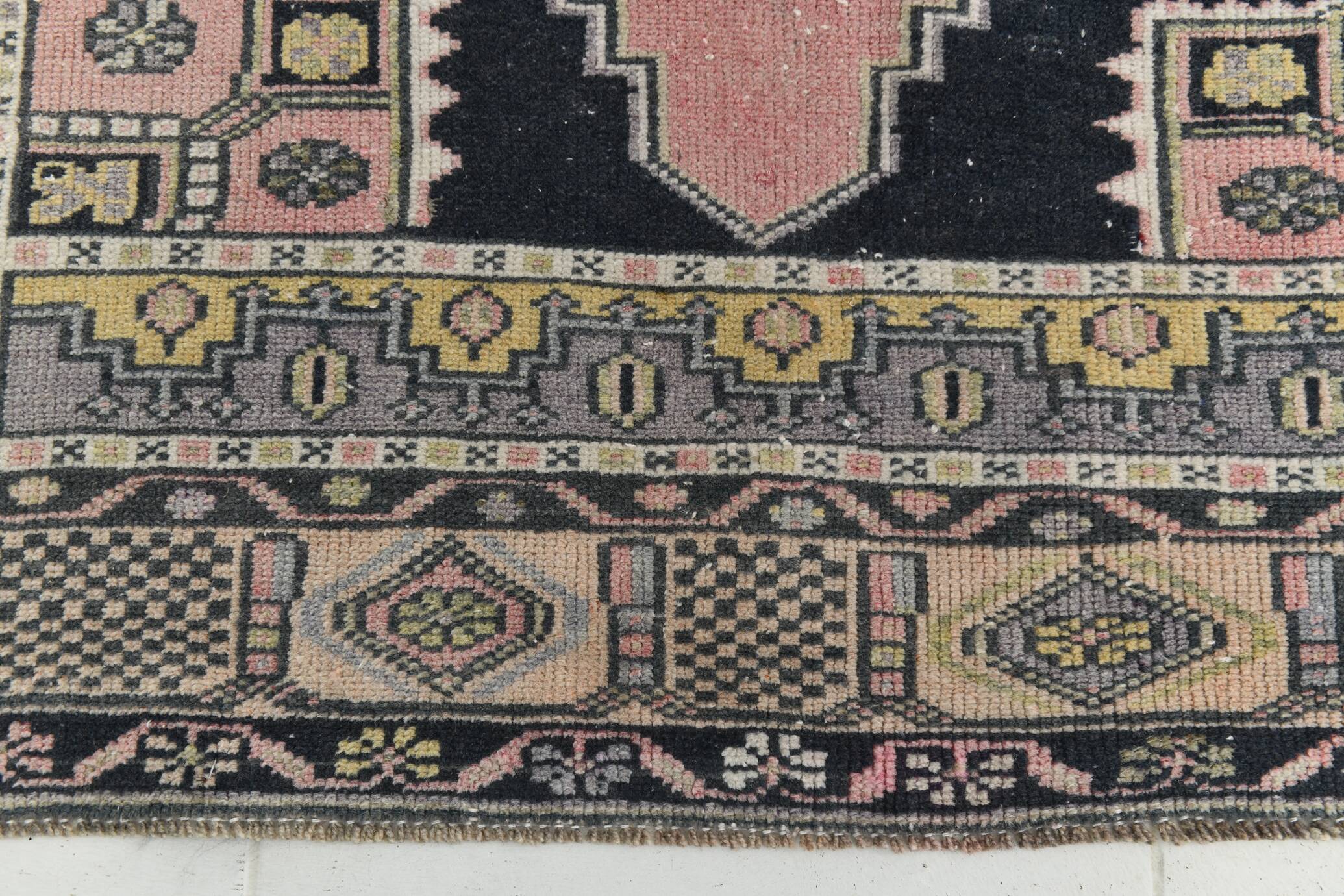 Pink & Navy Blue Classic Persian Rug, 130x225Cm