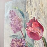 Tableau vintage bouquet de fleurs lilas