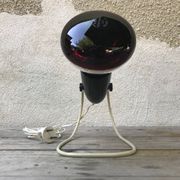 Lamp OSRAM old, black + white wire Support + bulb red 70s Vintage