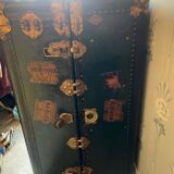 1930s travel trunk art deco fabric