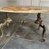 Table basse en onyx et laiton