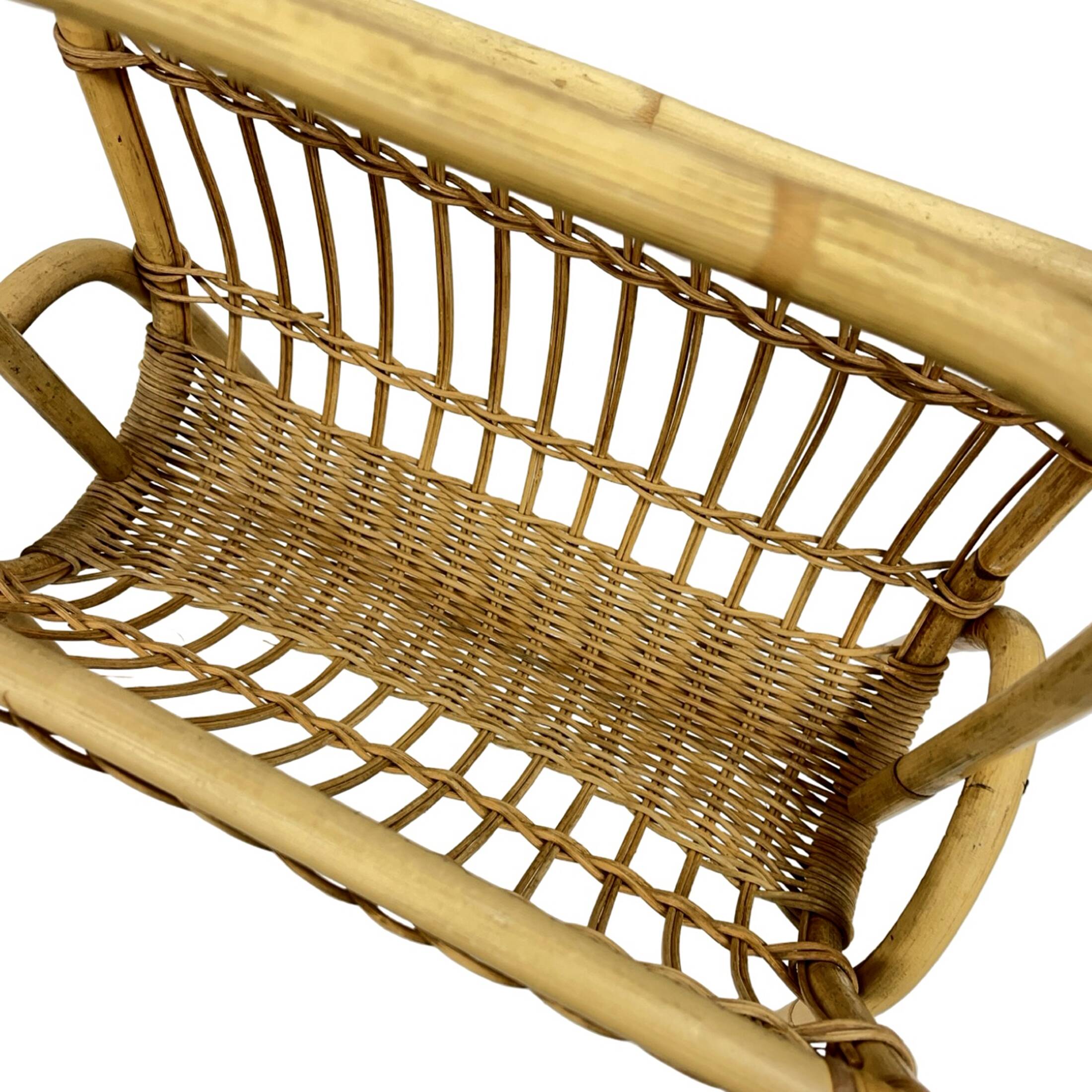 Vintage Wicker Newspaper Rack, Boho/PRL, Franco Albini Style, Italy 1970s