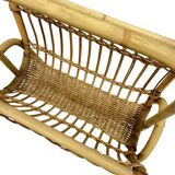 Vintage Wicker Newspaper Rack, Boho/PRL, Franco Albini Style, Italy 1970s