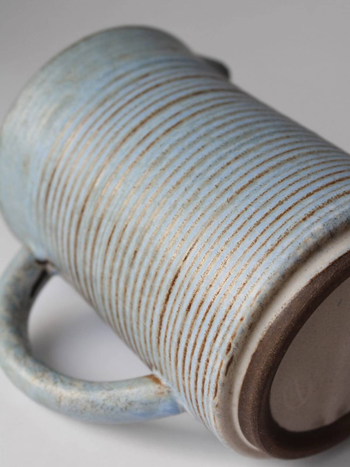 Turquoise Ribbed Mid-Century Ceramic Jug 1L