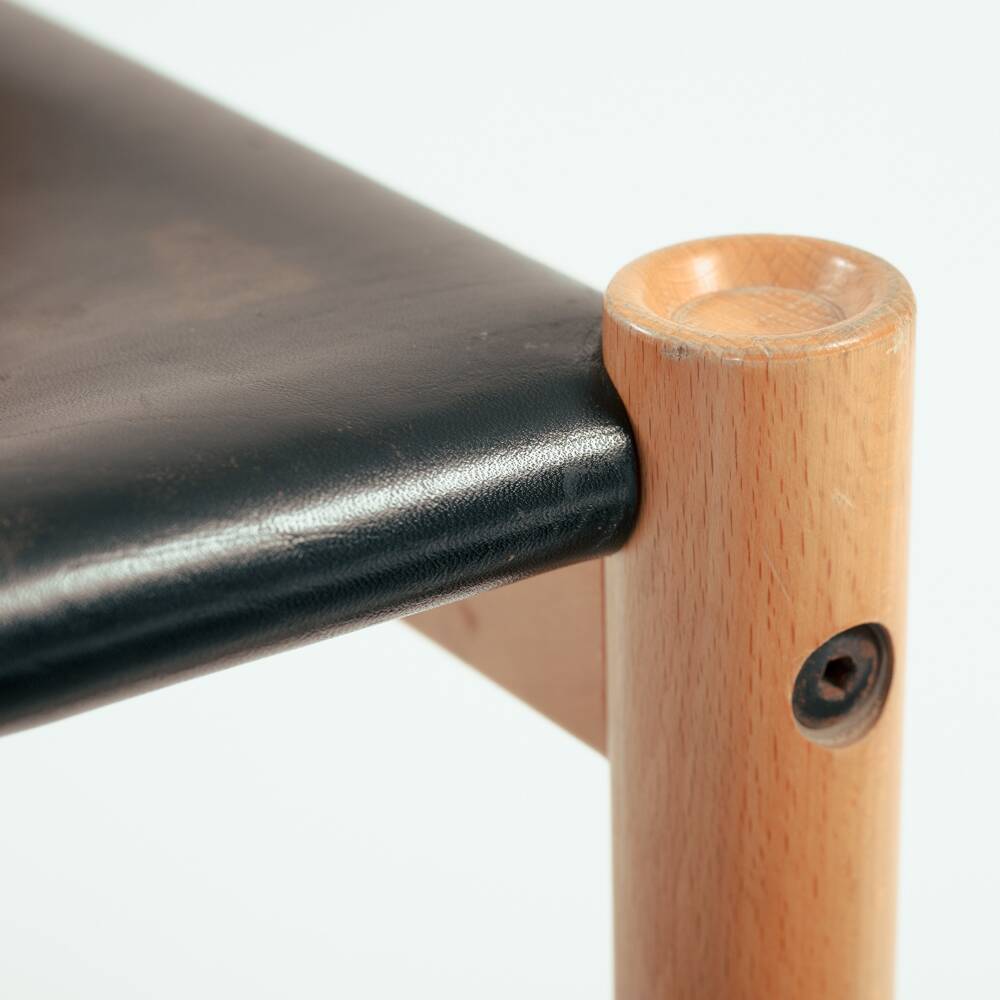 Ibisco hideleather beech stick chairs, Italy 1970, set of 2