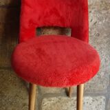 Vintage fur-lined orange-red chair