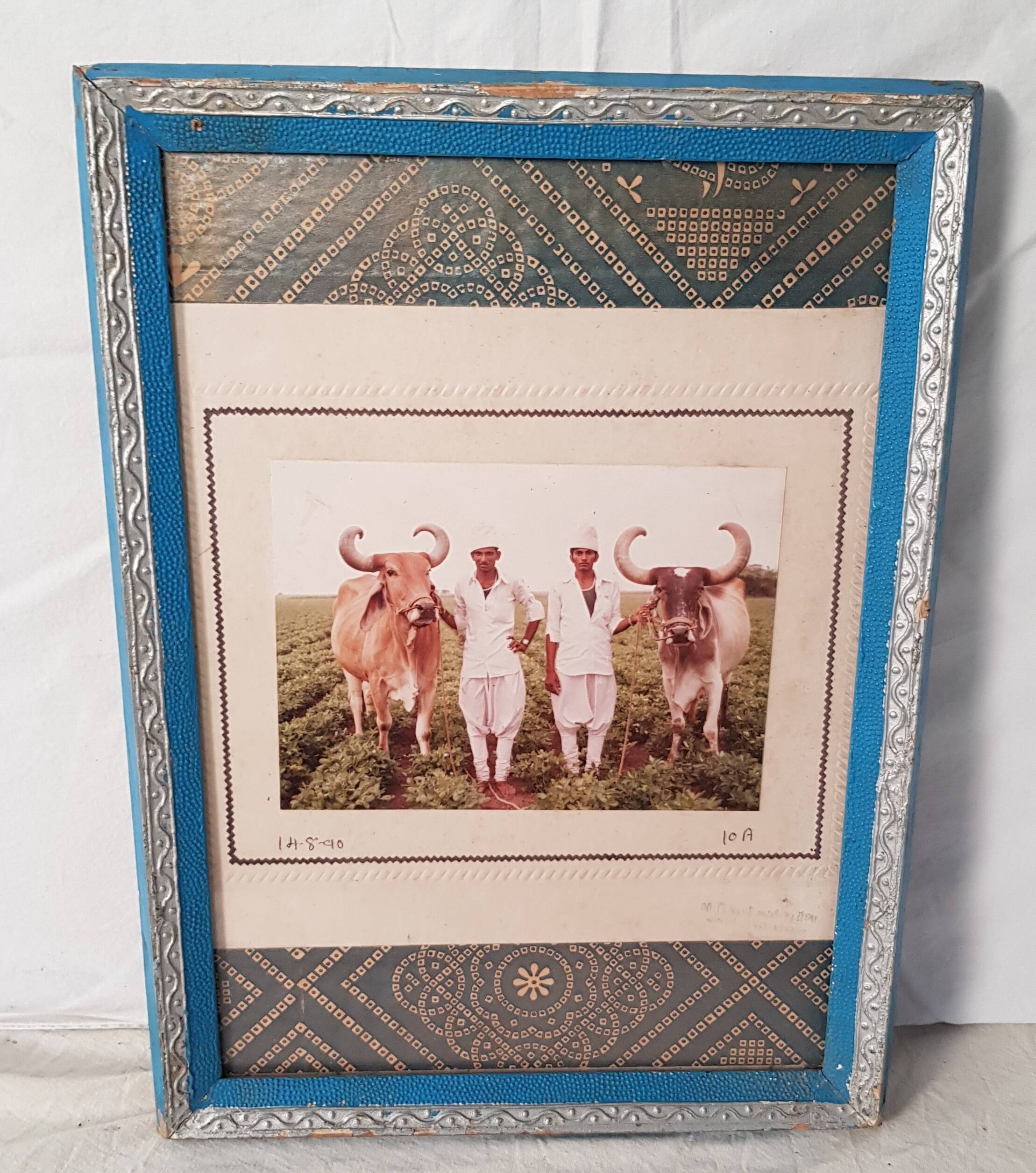 Old kitsch photograph in pretty vintage glass frame
