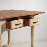 Table ancienne en bois massif blanc (France, vers 1900)