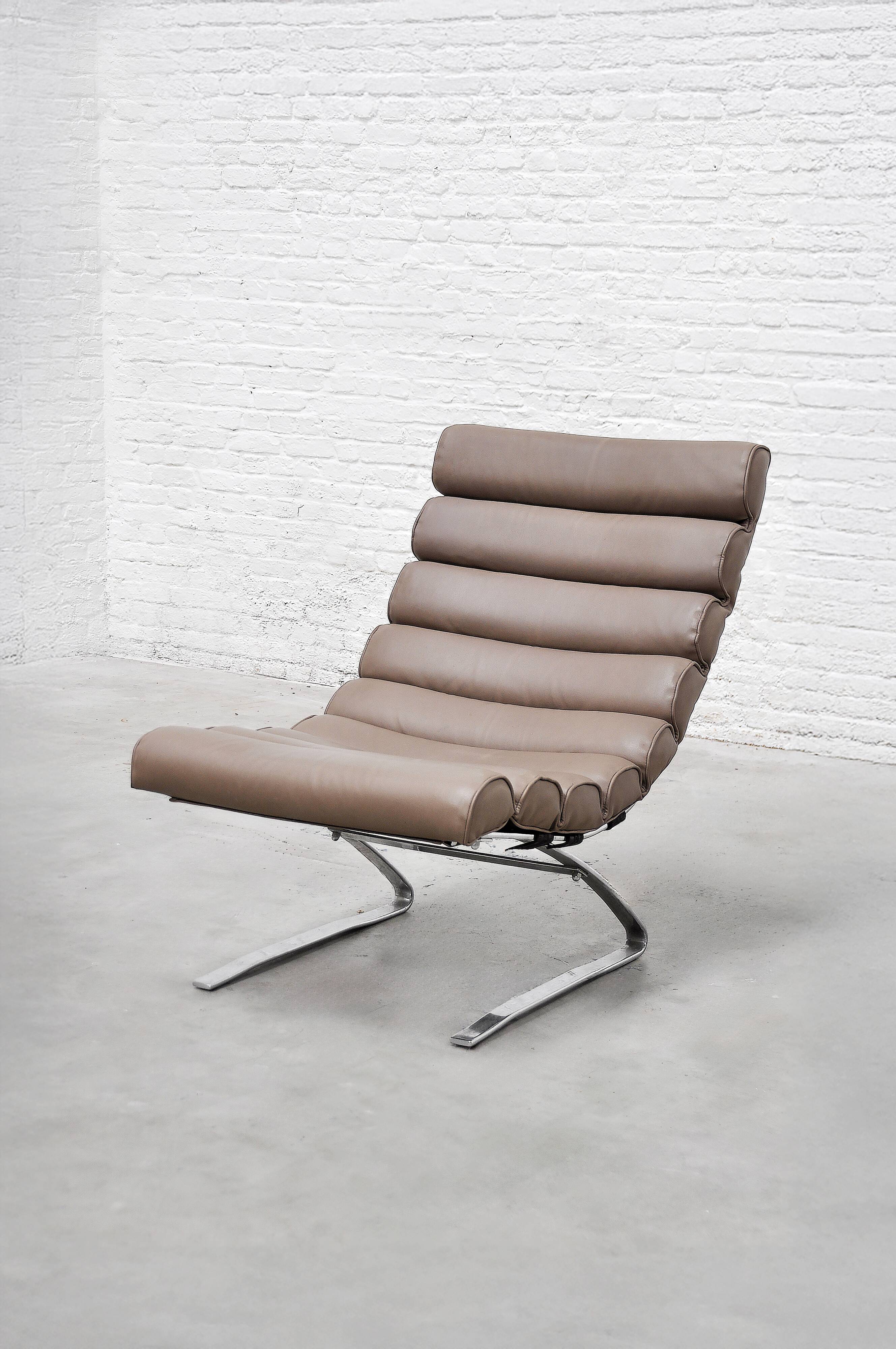 Space Age Leather Cantilever Lounge Chair, 1960's