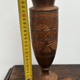 Turned and carved wooden vase, mid-20th century