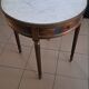 Table bouillotte, guéridon de style Louis XVI en marbre et laiton