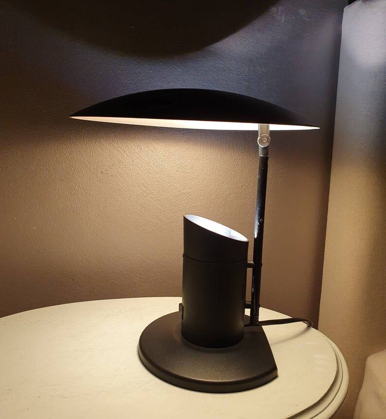 80s black yellow vintage plastic desk lamp