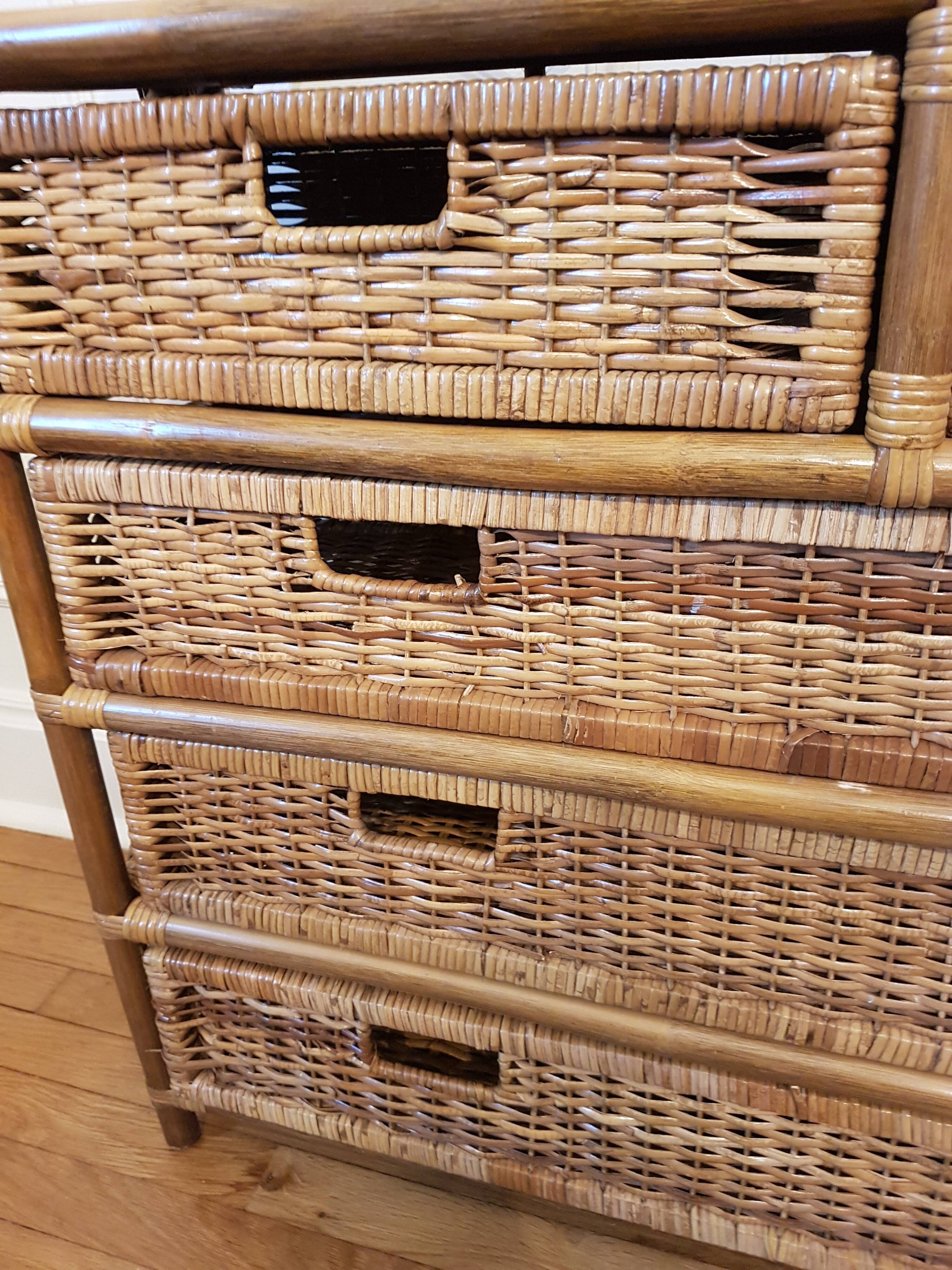 Rattan chest of drawers
