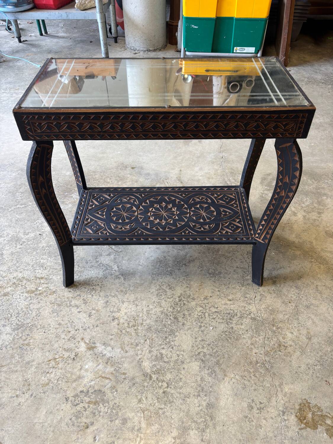 Moroccan carved wood table