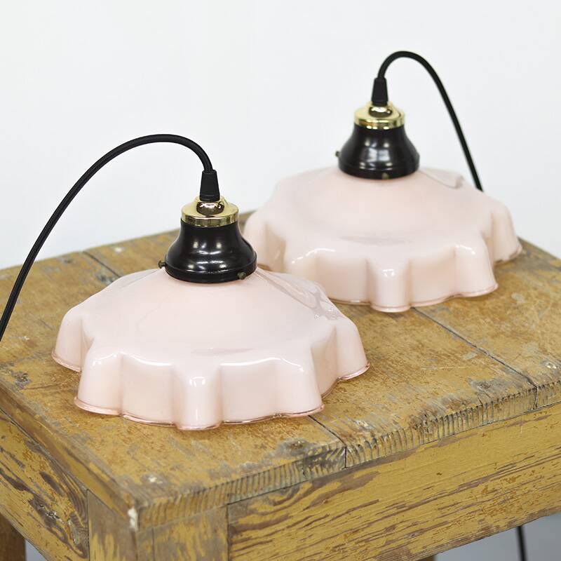 Set of pink Art Deco pendant lamps