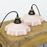 Set of pink Art Deco pendant lamps