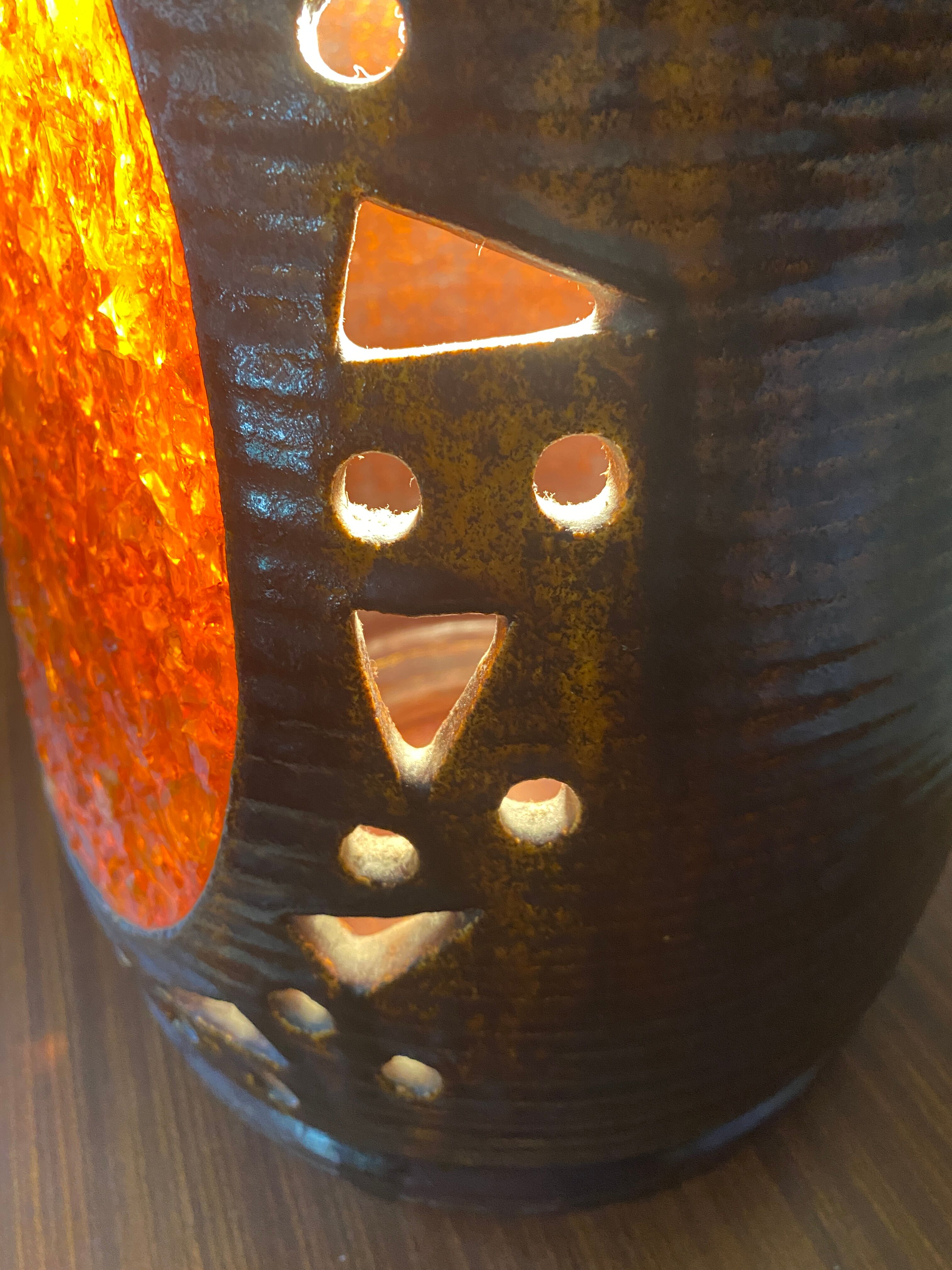 Vintage lamp ceramic copper and resin 1970