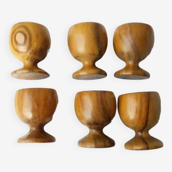 6 wooden egg cups