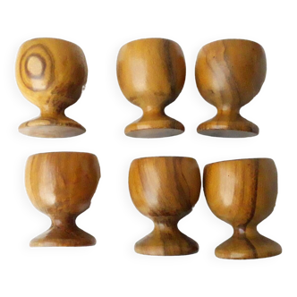 6 wooden egg cups