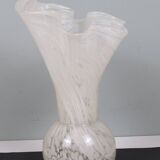 White Murano glass vase, Italy, mouth-blown vintage design