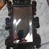 Beveled mirror and carved wood XIX th 27x45cm