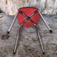 Tabouret formica blanc pieds compas metal chromé vintage