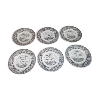 Set of 6 old Creil Montereau plates
