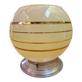 Globe en verre plafonnier lampe années 1950 vintage jaune & dorure