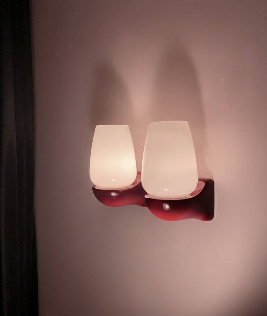 Pair of vintage Italian Greggio Space Age wall lights 60/70 opalines Made