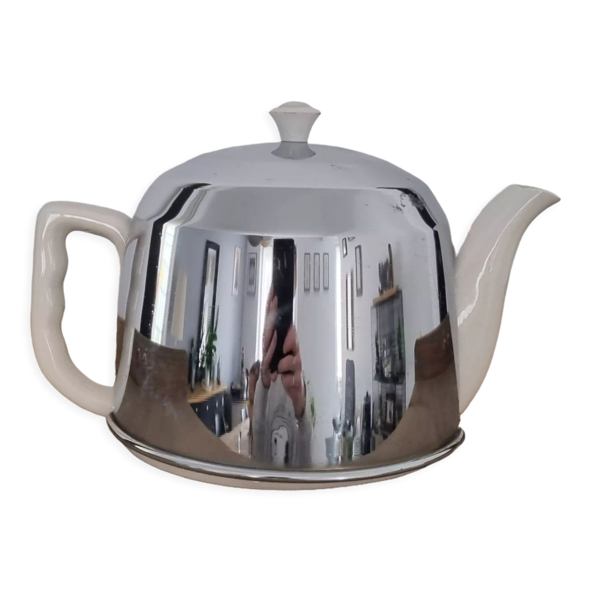 Bell porcelain and vintage stainless steel teapot