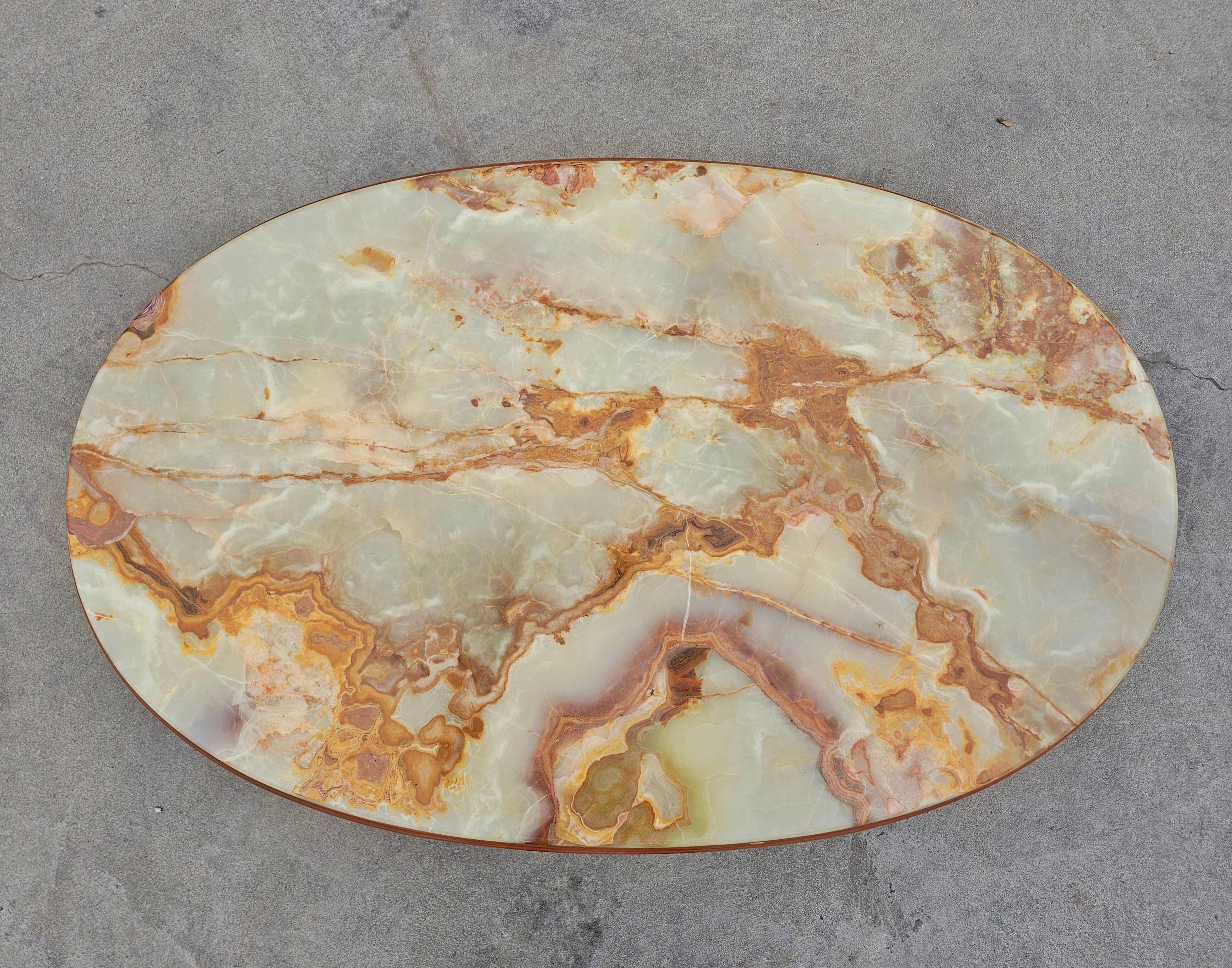 Art Deco coffee table with onyx top by Hohnert Design 1970s