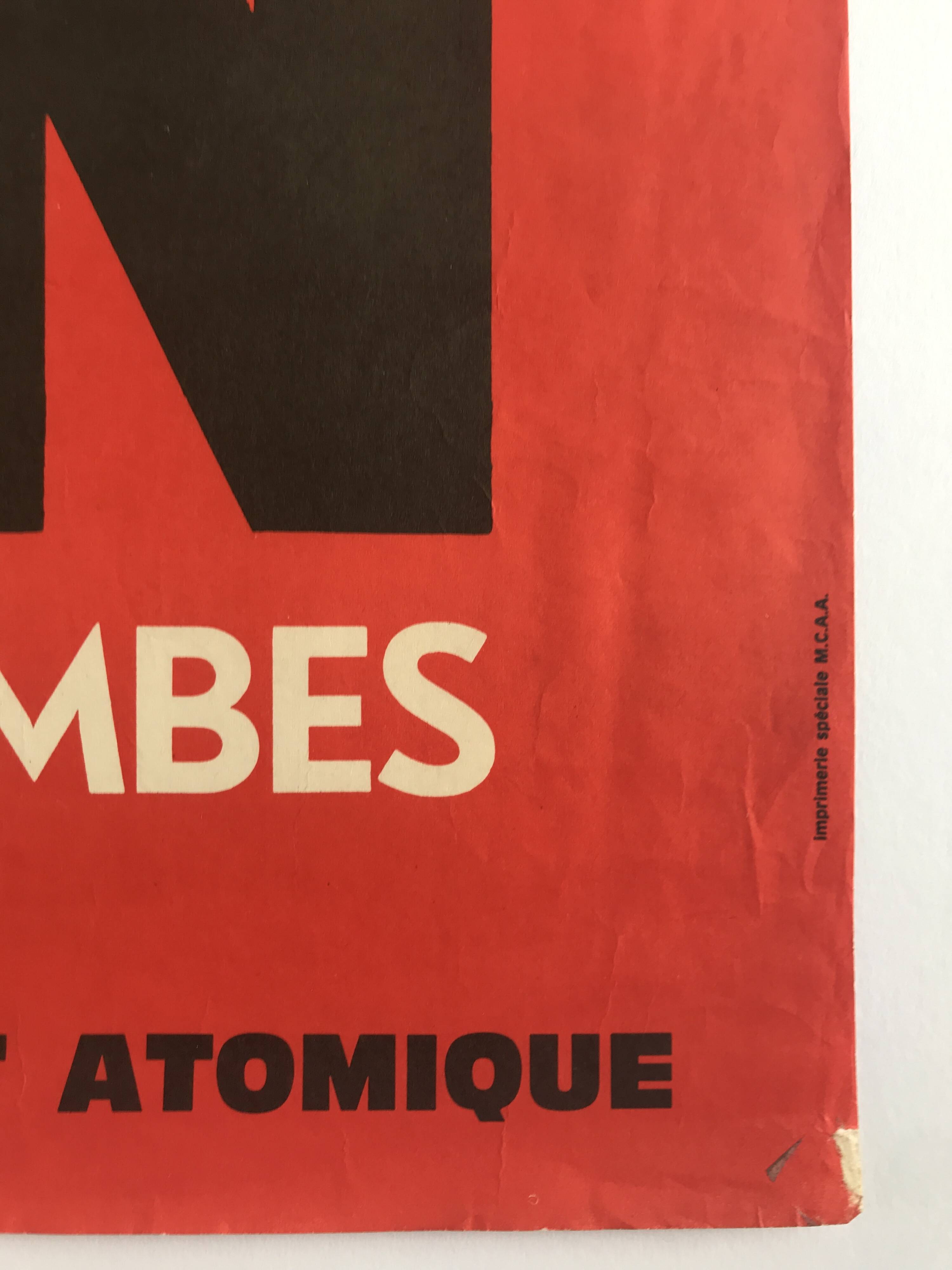 Siné, no to all bombs / mcaa, 1963-68. original duotone poster
