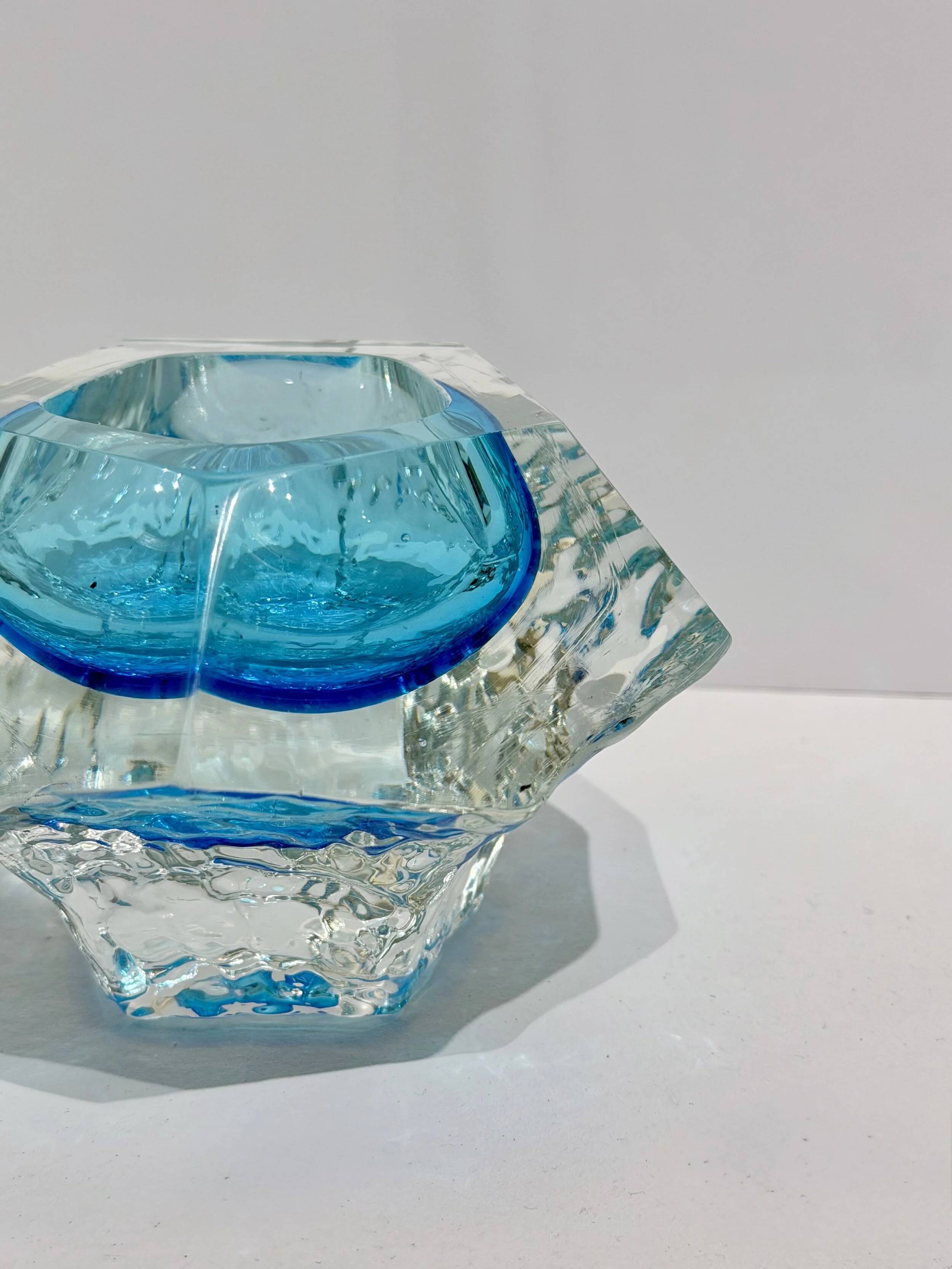 Sommerso trinket tray - Murano blown glass, Italy 1970