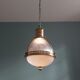 Holophane pendant lamp in prismatic glass and brass, 1920s-30s