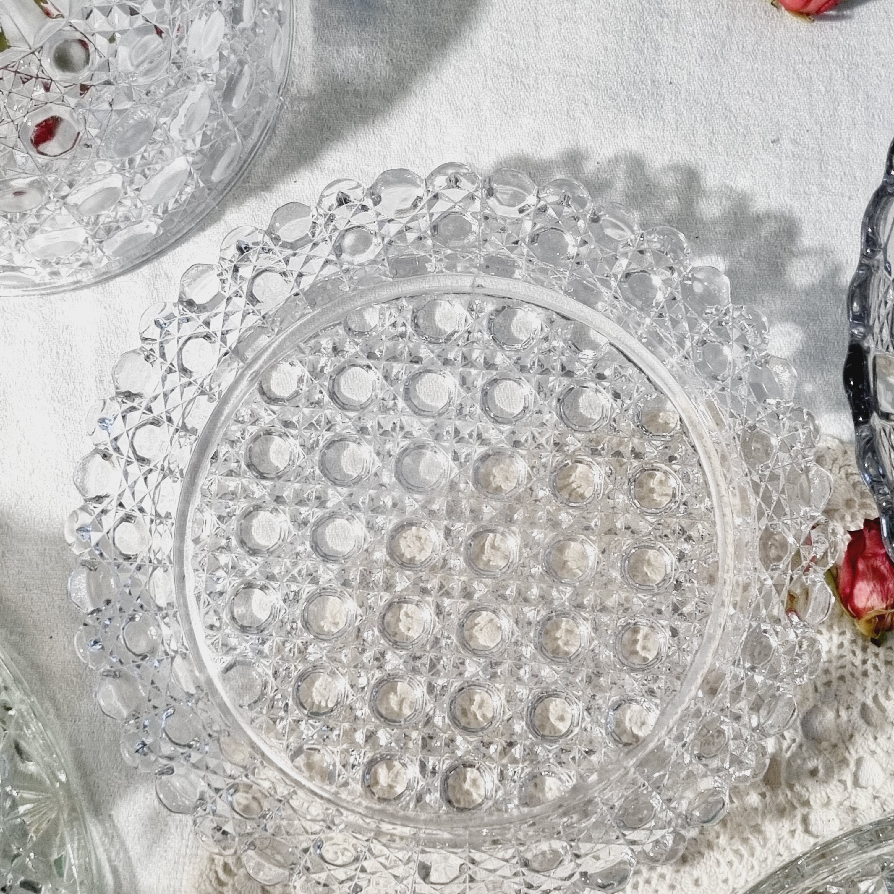 Round dish with crystal bell