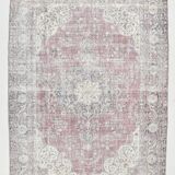 7x10 Faded Grey Beige Turkish Vintage Rug, 216x304Cm