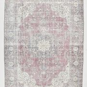 7x10 Faded Grey Beige Turkish Vintage Rug, 216x304Cm