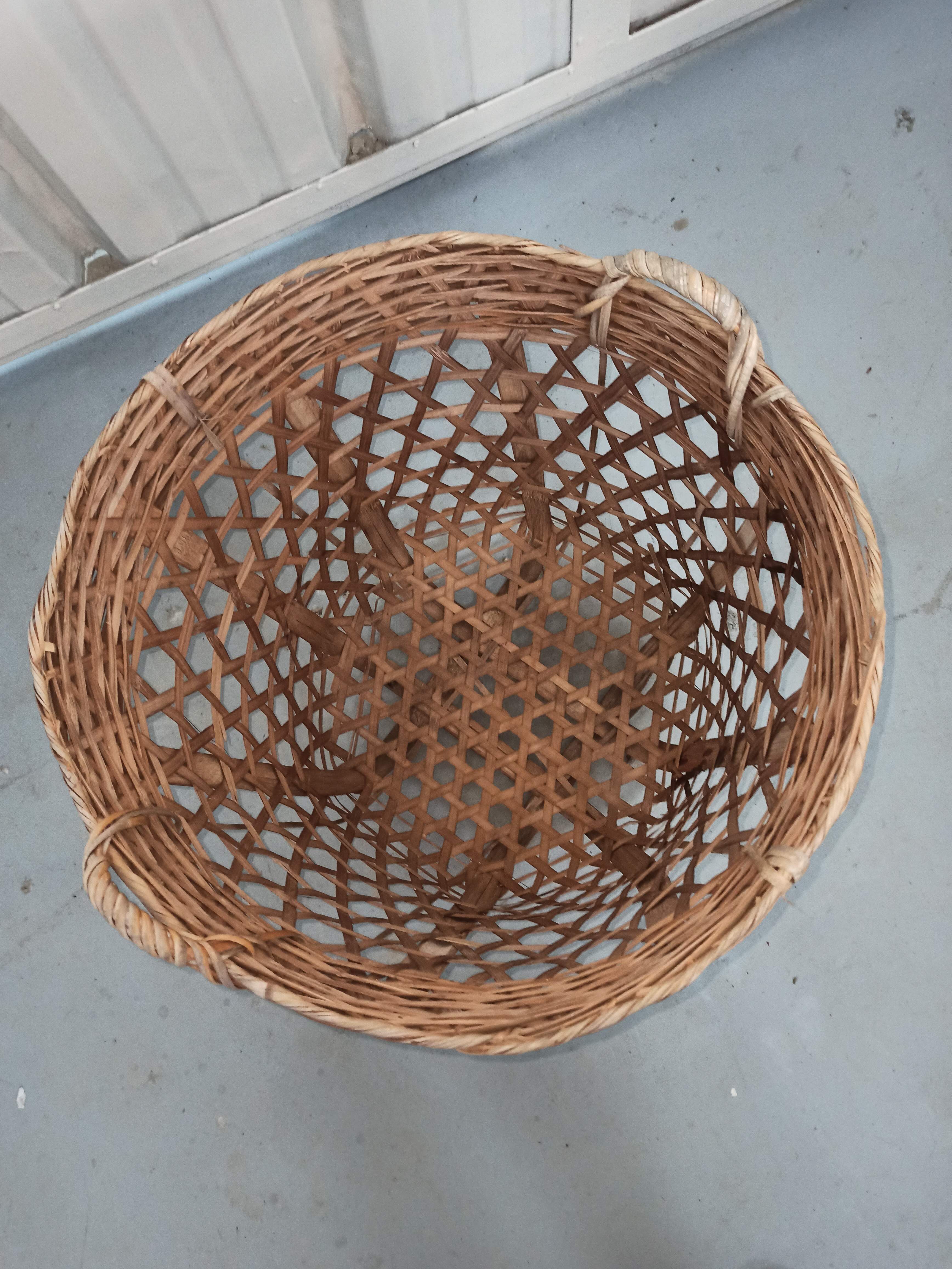 Large basket 53 cm in rattan and wicker basket