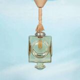 Japandi suspended glass lamp, vintage cubic bohemian glass lamp.